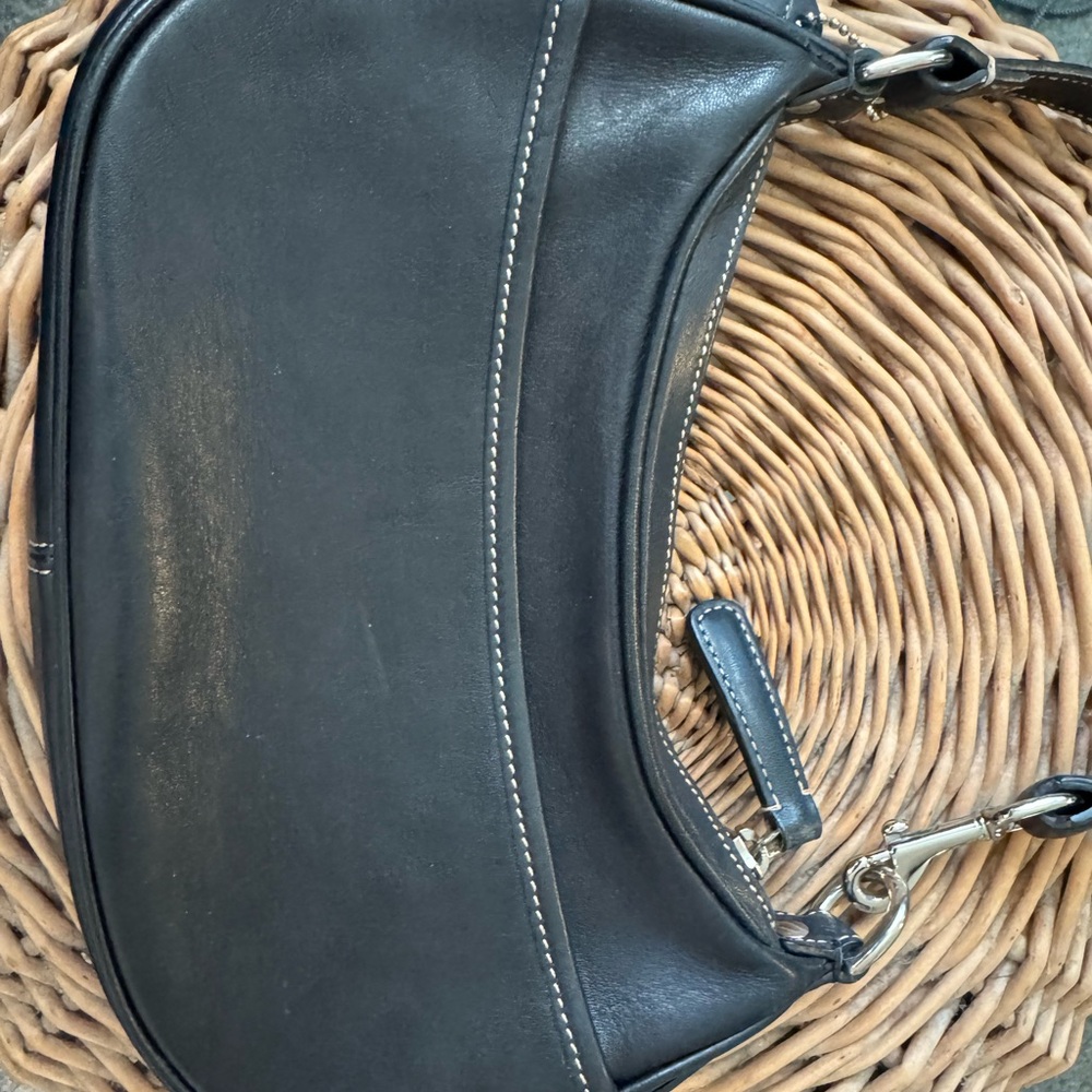Coach Demi Hobo Legacy Hampton Leather Y2K Black Small Shoulder Bag # 7593 - Picture 4 of 11